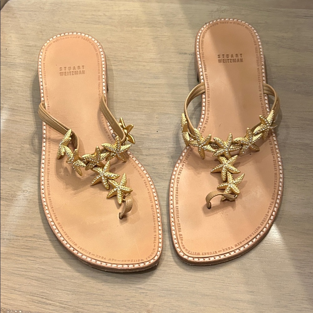 Stuart Weitzman Gold Starfish Embellished Sandals